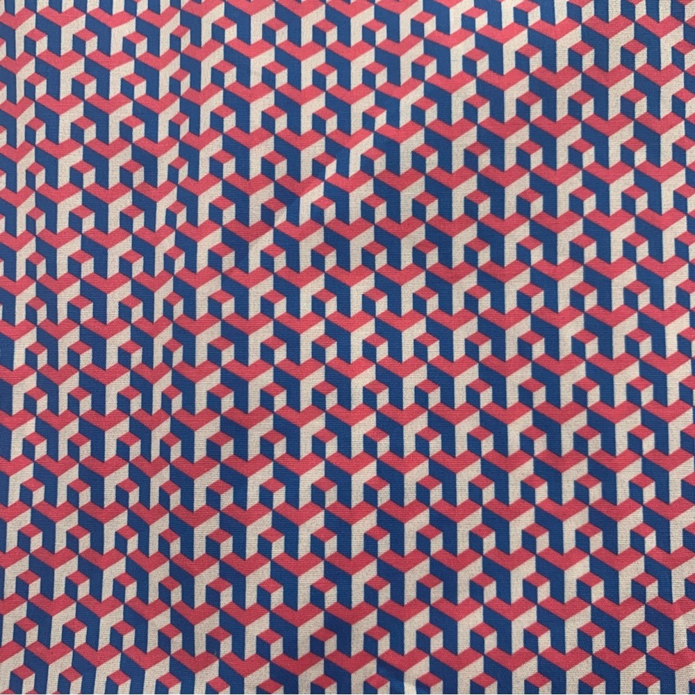NWT COTON DOUX Paris Geo Print Button Front Shirt Cotton Poplin Pink Navy Blue - Picture 13 of 15